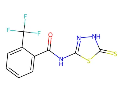N-(5-mercapto-1,3,4-thiadiazol-2-yl)-2-(trifluoromethyl)benzamide structure