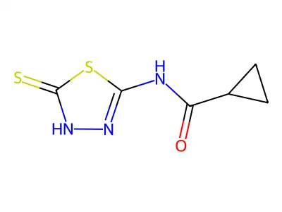 N-(5-mercapto-1,3,4-thiadiazol-2-yl)cyclopropanecarboxamide structure