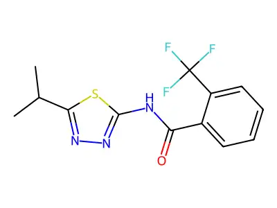N-(5-isopropyl-1,3,4-thiadiazol-2-yl)-2-(trifluoromethyl)benzamide structure