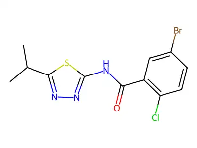 5-bromo-2-chloro-N-(5-isopropyl-1,3,4-thiadiazol-2-yl)benzamide structure
