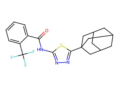 N-[5-(1-adamantyl)-1,3,4-thiadiazol-2-yl]-2-(trifluoromethyl)benzamide structure