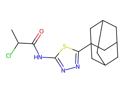 N-[5-(1-adamantyl)-1,3,4-thiadiazol-2-yl]-2-chloropropanamide structure