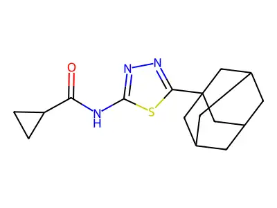 N-[5-(1-adamantyl)-1,3,4-thiadiazol-2-yl]cyclopropanecarboxamide structure