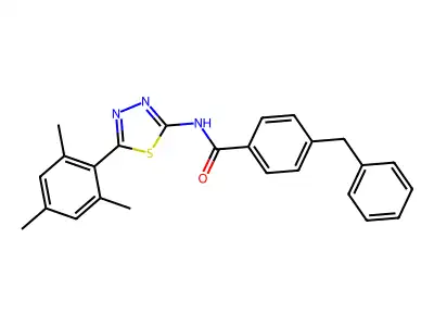 4-benzyl-N-[5-(2,4,6-trimethylphenyl)-1,3,4-thiadiazol-2-yl]benzamide structure