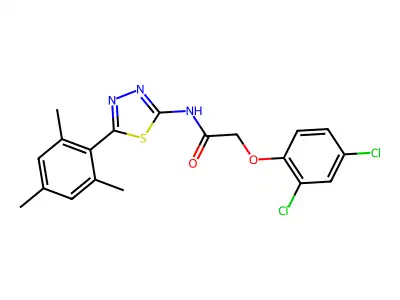 2-(2,4-dichlorophenoxy)-N-[5-(2,4,6-trimethylphenyl)-1,3,4-thiadiazol-2-yl]acetamide structure