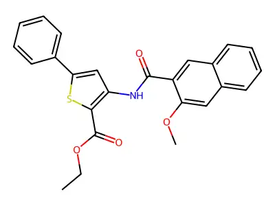 Ethyl 3-[(3-methoxynaphthalene-2-carbonyl)amino]-5-phenylthiophene-2-carboxylate structure