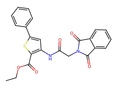 Ethyl 3-(2-(1,3-dioxoisoindolin-2-yl)acetamido)-5-phenylthiophene-2-carboxylate structure