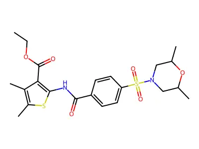 ethyl 2-{4-[(2,6-dimethylmorpholin-4-yl)sulfonyl]benzamido}-4,5-dimethylthiophene-3-carboxylate structure