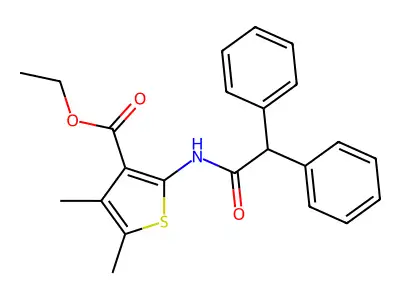 Ethyl 2-(2,2-diphenylacetamido)-4,5-dimethylthiophene-3-carboxylate structure