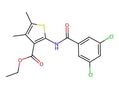 Ethyl 2-(3,5-dichlorobenzamido)-4,5-dimethylthiophene-3-carboxylate structure
