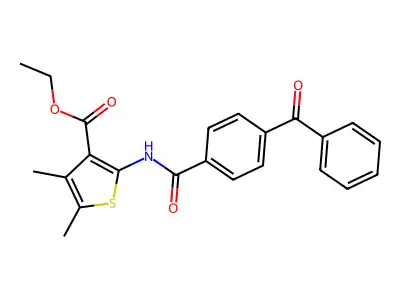 Ethyl 2-(4-benzoylbenzamido)-4,5-dimethylthiophene-3-carboxylate structure