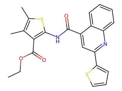 ETHYL 4,5-DIMETHYL-2-[2-(THIOPHEN-2-YL)QUINOLINE-4-AMIDO]THIOPHENE-3-CARBOXYLATE structure