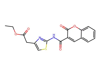 ethyl 2-(2-(2-oxo-2H-chromene-3-carboxamido)thiazol-4-yl)acetate structure