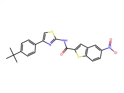N-[4-(4-tert-butylphenyl)-1,3-thiazol-2-yl]-5-nitro-1-benzothiophene-2-carboxamide structure
