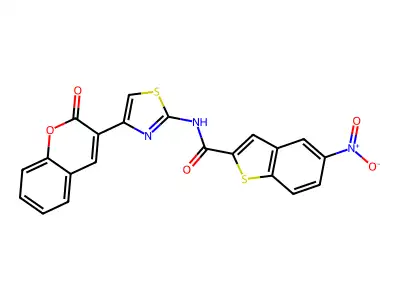 5-nitro-N-(4-(2-oxo-2H-chromen-3-yl)thiazol-2-yl)benzo[b]thiophene-2-carboxamide structure