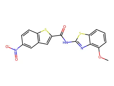 N-(4-methoxy-1,3-benzothiazol-2-yl)-5-nitro-1-benzothiophene-2-carboxamide structure