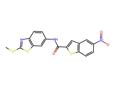 N-(2-(methylthio)benzo[d]thiazol-6-yl)-5-nitrobenzo[b]thiophene-2-carboxamide structure