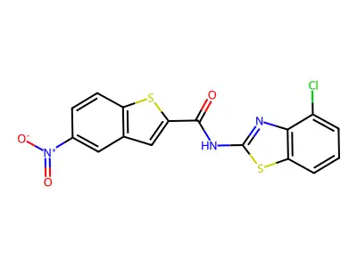 N-(4-chloro-1,3-benzothiazol-2-yl)-5-nitro-1-benzothiophene-2-carboxamide structure