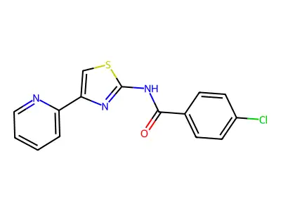 4-chloro-N-[4-(pyridin-2-yl)-1,3-thiazol-2-yl]benzamide structure