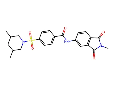 4-[(3,5-dimethylpiperidin-1-yl)sulfonyl]-N-(2-methyl-1,3-dioxo-2,3-dihydro-1H-isoindol-5-yl)benzamide structure