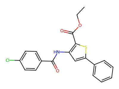 Ethyl 3-(4-chlorobenzamido)-5-phenylthiophene-2-carboxylate structure