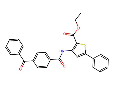 Ethyl 3-(4-benzoylbenzamido)-5-phenylthiophene-2-carboxylate structure