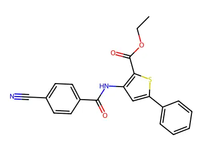 Ethyl 3-(4-cyanobenzamido)-5-phenylthiophene-2-carboxylate structure