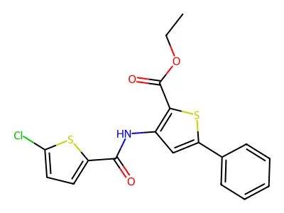Ethyl 3-(5-chlorothiophene-2-carboxamido)-5-phenylthiophene-2-carboxylate structure