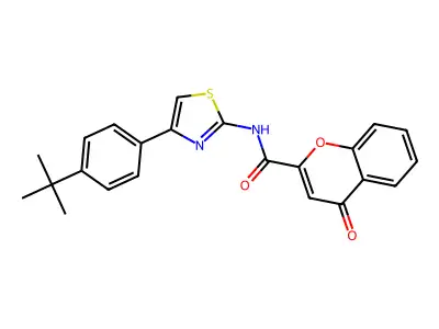 N-(4-(4-(tert-butyl)phenyl)thiazol-2-yl)-4-oxo-4H-chromene-2-carboxamide structure