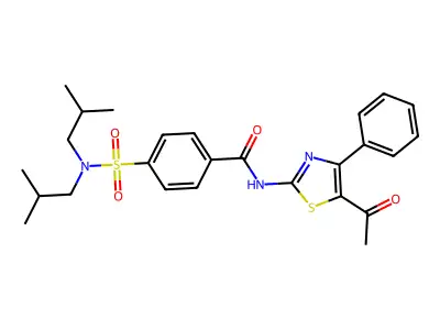 N-(5-acetyl-4-phenyl-1,3-thiazol-2-yl)-4-[bis(2-methylpropyl)sulfamoyl]benzamide structure