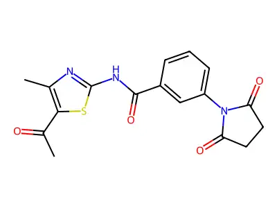 N-(5-acetyl-4-methyl-1,3-thiazol-2-yl)-3-(2,5-dioxopyrrolidin-1-yl)benzamide structure