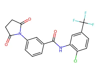 N-[2-chloro-5-(trifluoromethyl)phenyl]-3-(2,5-dioxopyrrolidin-1-yl)benzamide structure