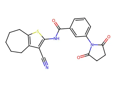 N-(3-cyano-5,6,7,8-tetrahydro-4H-cyclohepta[b]thiophen-2-yl)-3-(2,5-dioxopyrrolidin-1-yl)benzamide structure