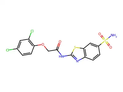 2-(2,4-dichlorophenoxy)-N-(6-sulfamoyl-1,3-benzothiazol-2-yl)acetamide structure