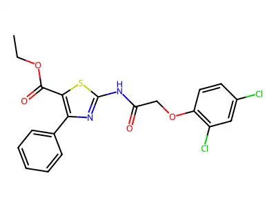 Ethyl 2-(2-(2,4-dichlorophenoxy)acetamido)-4-phenylthiazole-5-carboxylate structure