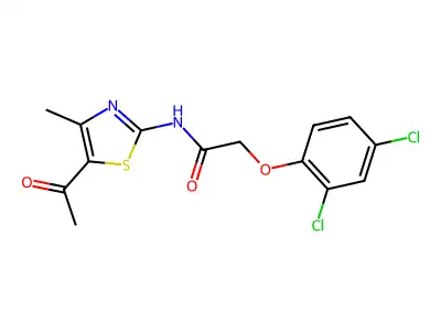 N-(5-acetyl-4-methyl-1,3-thiazol-2-yl)-2-(2,4-dichlorophenoxy)acetamide structure