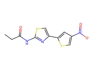 N-[4-(4-nitrothiophen-2-yl)-1,3-thiazol-2-yl]propanamide structure