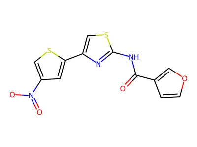 N-[4-(4-nitrothiophen-2-yl)-1,3-thiazol-2-yl]furan-3-carboxamide structure