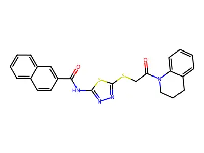 N-(5-((2-(3,4-dihydroquinolin-1(2H)-yl)-2-oxoethyl)thio)-1,3,4-thiadiazol-2-yl)-2-naphthamide structure