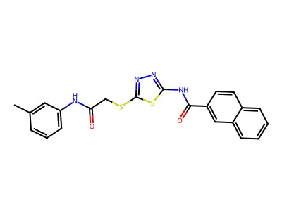 N-(5-((2-oxo-2-(m-tolylamino)ethyl)thio)-1,3,4-thiadiazol-2-yl)-2-naphthamide structure