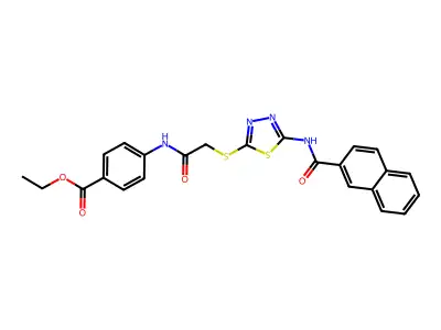 ethyl 4-(2-((5-(2-naphthamido)-1,3,4-thiadiazol-2-yl)thio)acetamido)benzoate structure