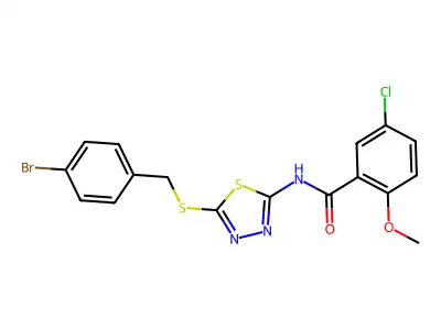 N-(5-((4-bromobenzyl)thio)-1,3,4-thiadiazol-2-yl)-5-chloro-2-methoxybenzamide structure