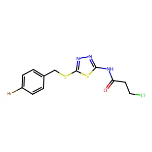 N-(5-((4-bromobenzyl)thio)-1,3,4-thiadiazol-2-yl)-3-chloropropanamide structure