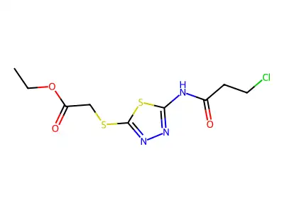 Ethyl 2-((5-(3-chloropropanamido)-1,3,4-thiadiazol-2-yl)thio)acetate structure