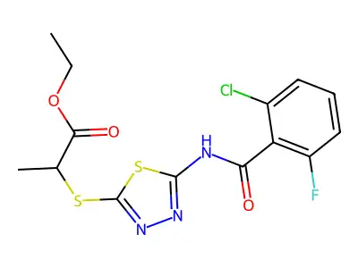 Ethyl 2-((5-(2-chloro-6-fluorobenzamido)-1,3,4-thiadiazol-2-yl)thio)propanoate structure