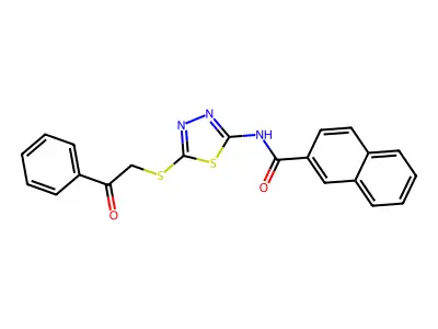 N-(5-((2-oxo-2-phenylethyl)thio)-1,3,4-thiadiazol-2-yl)-2-naphthamide structure