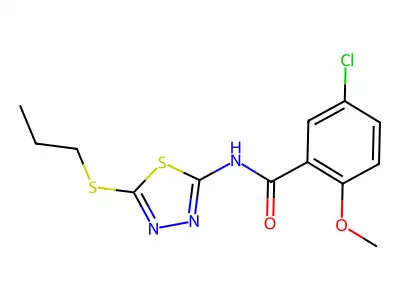 5-chloro-2-methoxy-N-(5-(propylthio)-1,3,4-thiadiazol-2-yl)benzamide structure