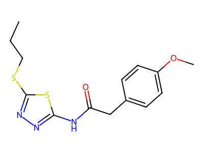 2-(4-methoxyphenyl)-N-(5-(propylthio)-1,3,4-thiadiazol-2-yl)acetamide structure