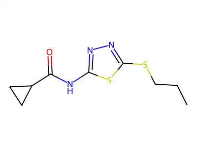 N-(5-(propylthio)-1,3,4-thiadiazol-2-yl)cyclopropanecarboxamide structure