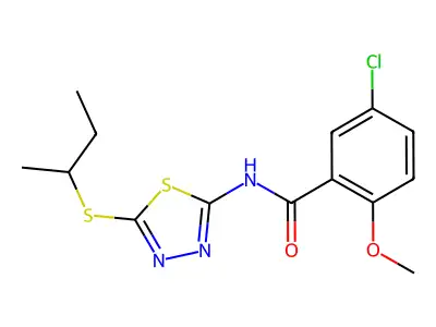 N-(5-(sec-butylthio)-1,3,4-thiadiazol-2-yl)-5-chloro-2-methoxybenzamide structure